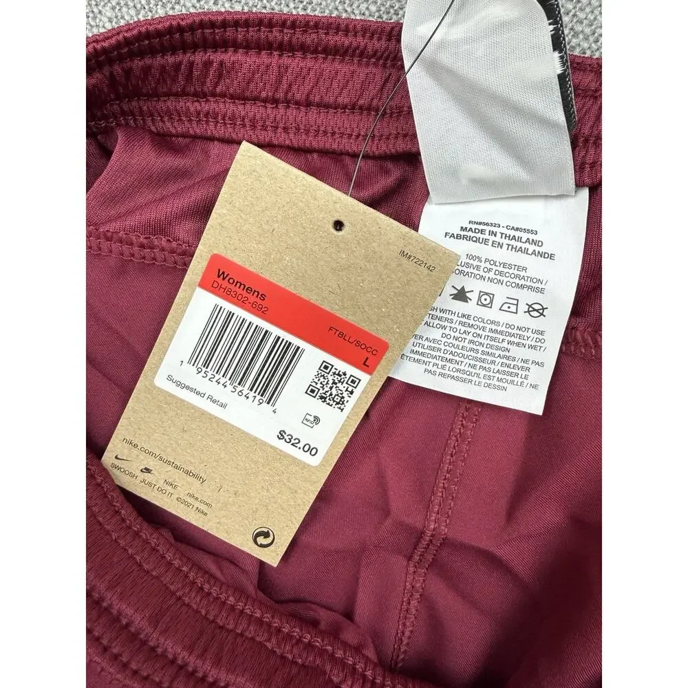 Nike Laser V Women’s Soccer Shorts Large Burgundy Dri-FIT Slim Fit NWT